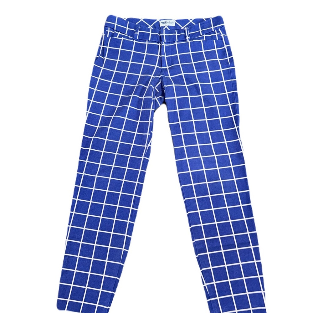 Old Navy Pixie Windowpane Blue Plaid Trousers Pants 4